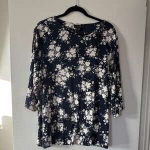 Grace Navy and White Floral Top